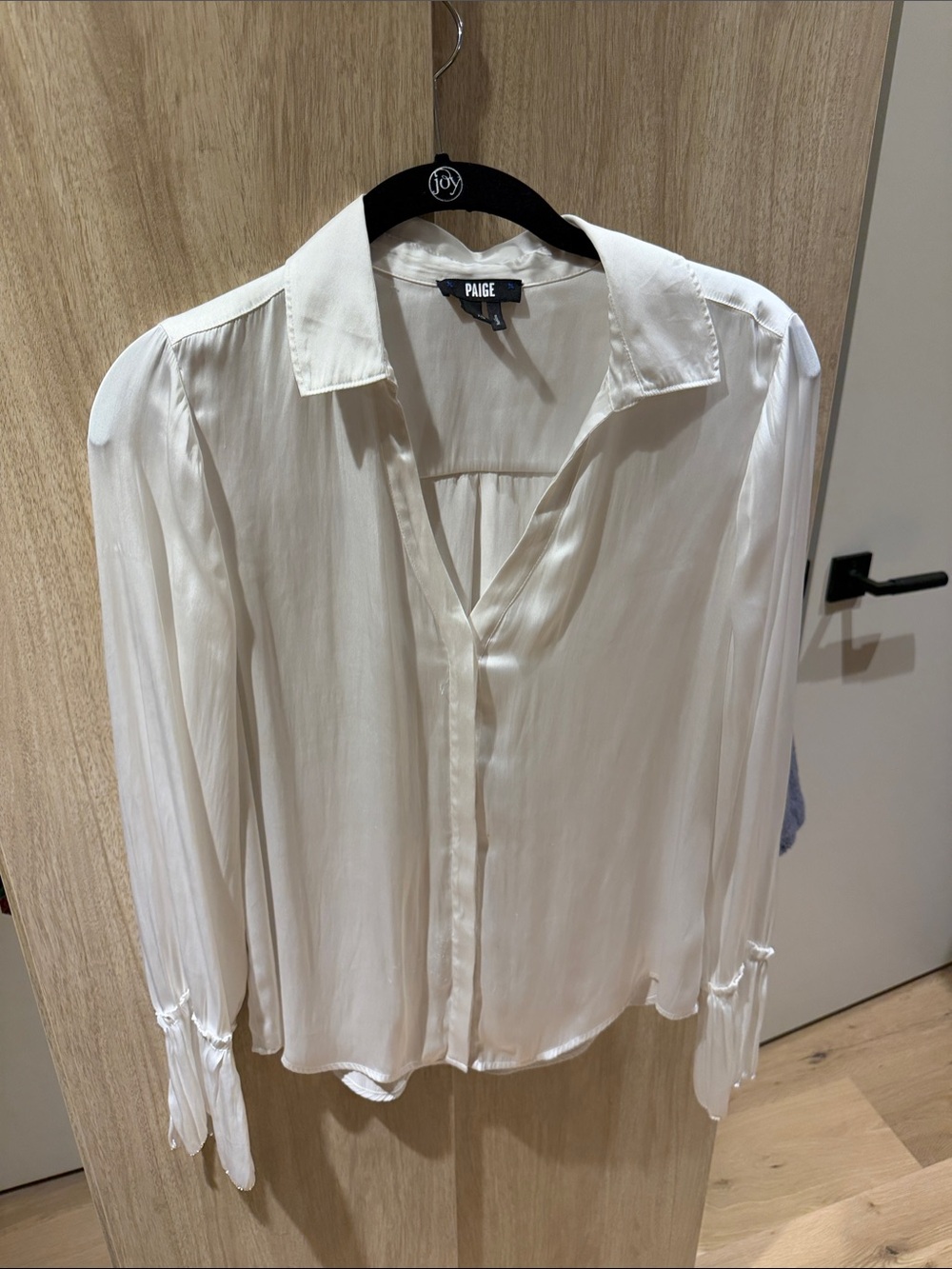 PAIGE White Button-Down Silk-Feel Blouse XS